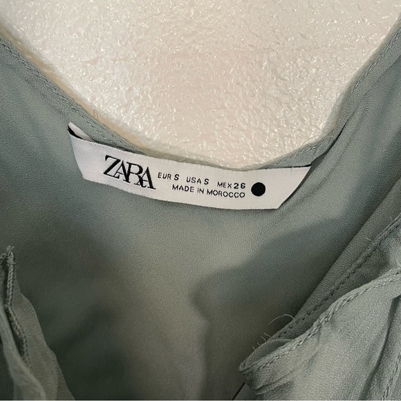 Zara Strappy Semi-Sheer Tank Top Ruffles Green Coquette Fairy Womens Size S - Picture 4 of 7